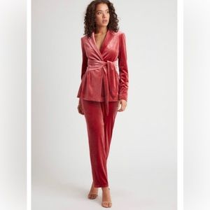 Choosy Velvet Pantsuit Blazer and Pant Matching Set